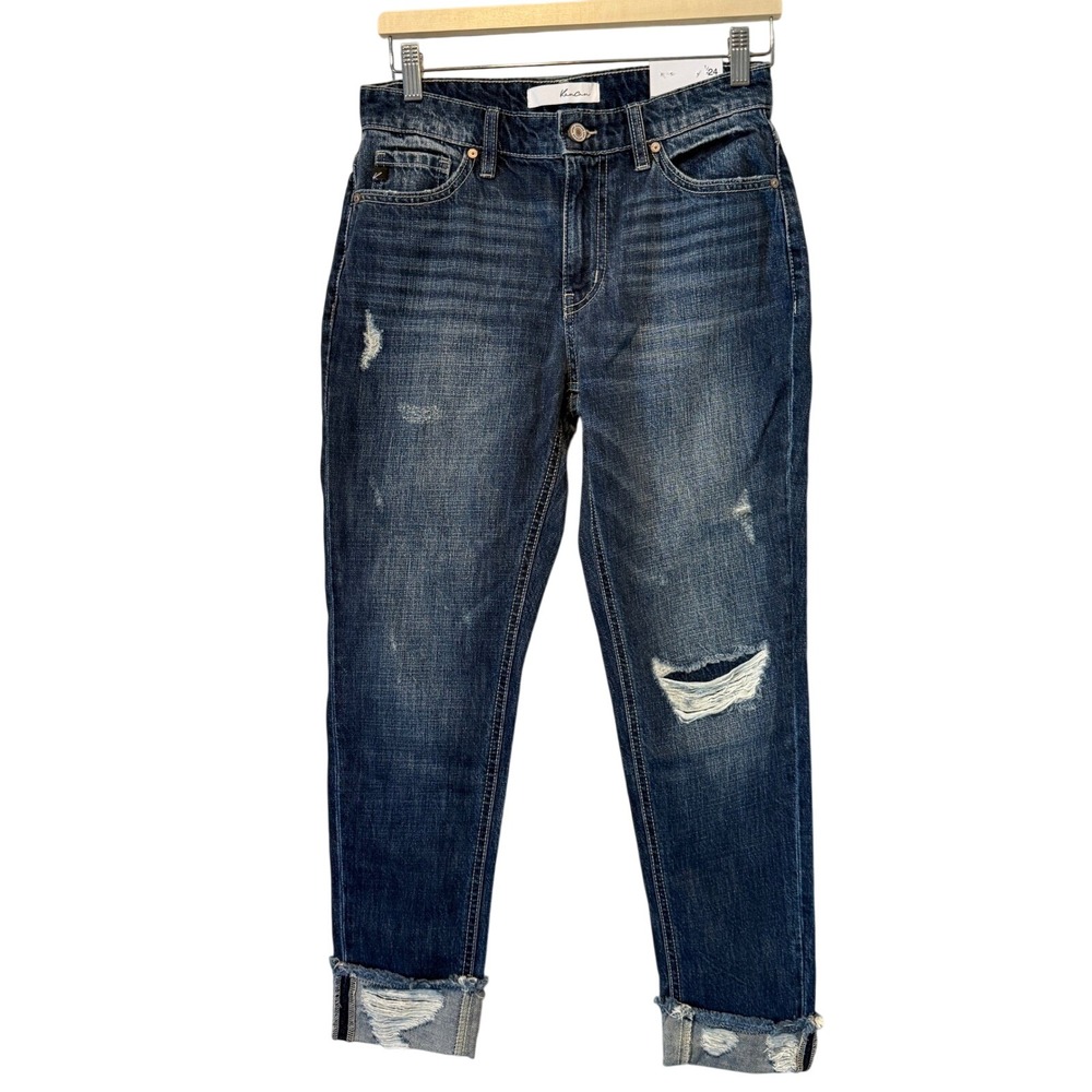 KanCan Womens Relaxed Fit Distressed Dark Wash Jeans KC8559M Size 1/24 NEW